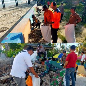 Bersama Polres Pesisir Barat Peduli Lingkungan dengan Membersihkan Sampah di Pantai Labuhan Jukung