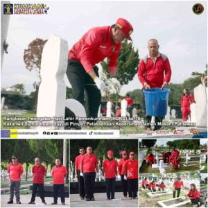 Peringatan Hari Lahir Kemenkumham (HDKD) ke-78, Kakanwil Sumut Imam Suyudi Pimpin Pelaksanaan Kebersihan Taman Makam Pahlawan