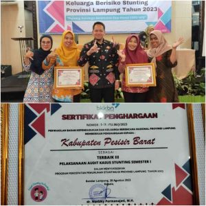 Dinas P3A KB Pesisir Barat Raih 2 Penghargaan