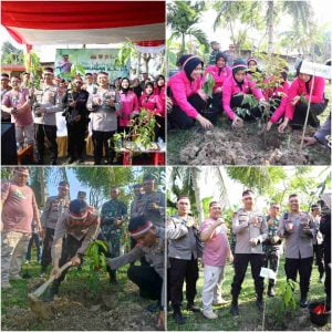 Polres Pesisir Barat Sukseskan Penanaman Pohon Serentak “Polri Lestarikan Negeri Penghijauan Sejak Dini”