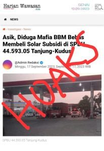 Pemberitaan Terkait Adanya Penyalahgunaan BBM Bersubsidi Di SPBU 44.593.05 Tanjung, Diduga Redaksi Harianwawasan.com Asal Tulis