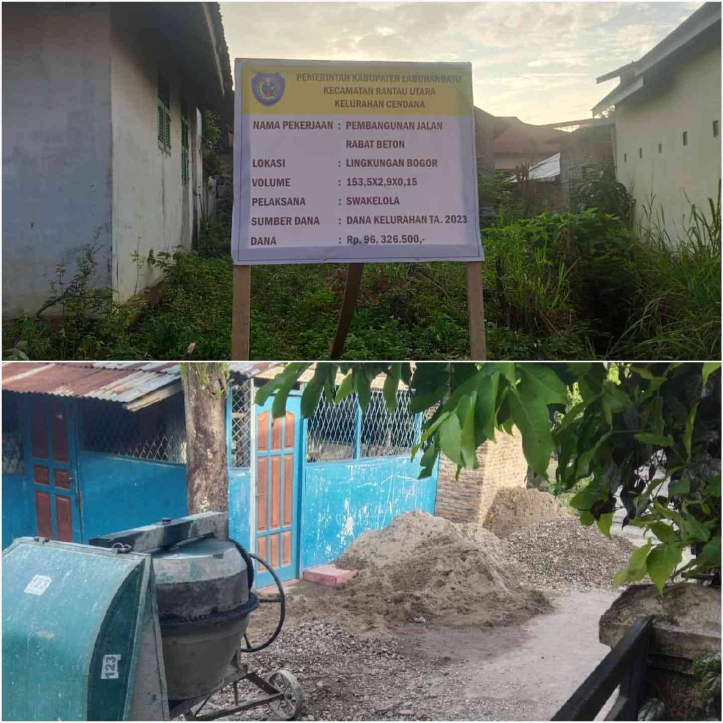 Anggaran Perbaikan Jalan Rabat Beton di Gang Bogor Akhirnya di Publikasikan