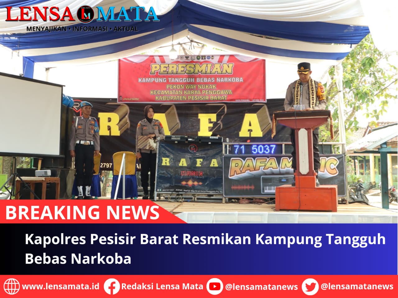 Kapolres Pesisir Barat Resmikan Kampung Tangguh Bebas Narkoba