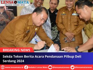 Sekda Teken Berita Acara Pendanaan Pilbup Deli Serdang 2024
