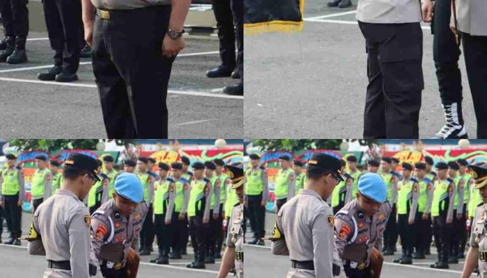 Kapolres Lahat Pimpin Apel Kenaikan Pangkat Pengabdian dan Sertijab Kabag Ren Polres Lahat