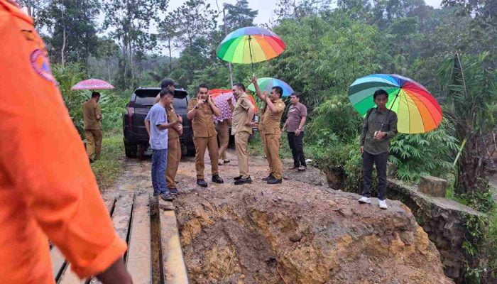 Bupati Pakpak Bharat Tinjau Jembatan Putus di Desa Malum
