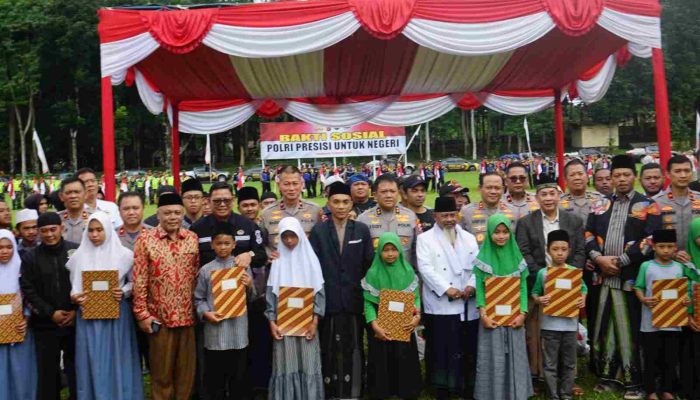 Satgas Ops NCS Polri Bersama Setukpa Lemdiklat Polri dan Polres Bagikan 5000 Paket Sembako dan 300 Santunan Anak Yatim di Sukabumi