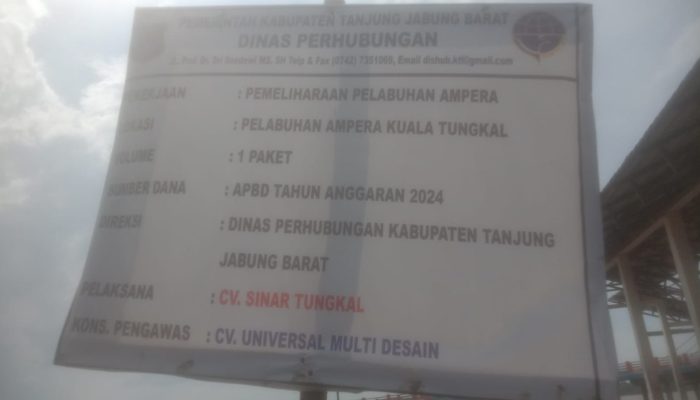 Diduga Tanpa Terapkan APD Dan K3, Proyek Dishub Tanjab Barat Pemeliharan Pelabuhan Ampera Tungkal Ilir Disorot Aktivis