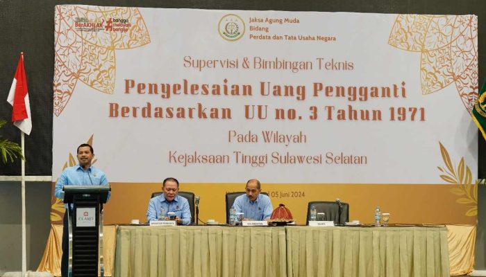 Kajati Sulsel Hadiri Acara Supervisi dan Bimtek Optimalisasi Penyelesaian UP Berdasarkan UU No 13 Tahun 1971