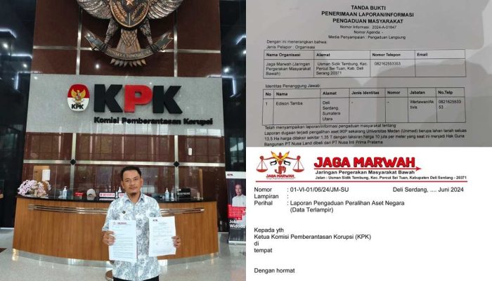 Aset Senilai 1,3 T, LSM JAGA MARWAH Lapor ke KPK Dugaan 13,5 Hektar Lahan Perumahan IKIP di Medan Beralih ke PT NIPP Hingga ke PT NL