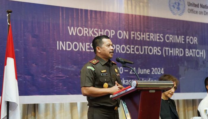 Kajati Sulsel Sampaikan Welcome Speech Pada Pembukaan Pelatihan Tindak Pidana di Sektor Perikanan Kerjasama Badiklat Kejaksaan RI Dengan UNODC