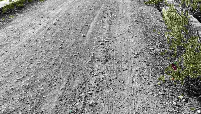 Belum Genap Setahun Dibangun, Jalan Cor di Desa Buker Kampung Galisan Mulai Ngelupas