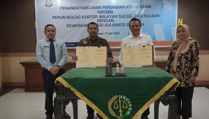 Komitmen Menjaga Ketahanan Pangan Nasional, Kejati Sulsel Teken MoU Bersama Perum Bulog Wilayah Sulawesi Selatan dan Sulawesi Barat