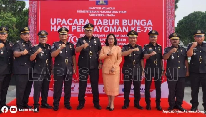 Dalam Rangka Peringati Hari Pengayoman Ke 79, Lapas Binjai Ikuti Upacara Tabur Bunga dan Ziarah Makam Pahlawan