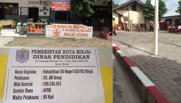 Proyek Rehab Gedung Sekolah SD Negeri 024763 Binjai Diduga Tidak Sesuai Spek