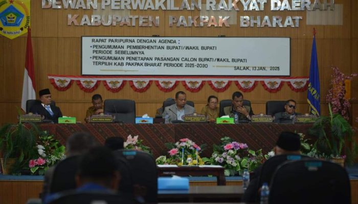 DPRD Pakpak Bharat Gelar Paripurna Penetapan Bupati dan Wakil Bupati Periode 2025-2030