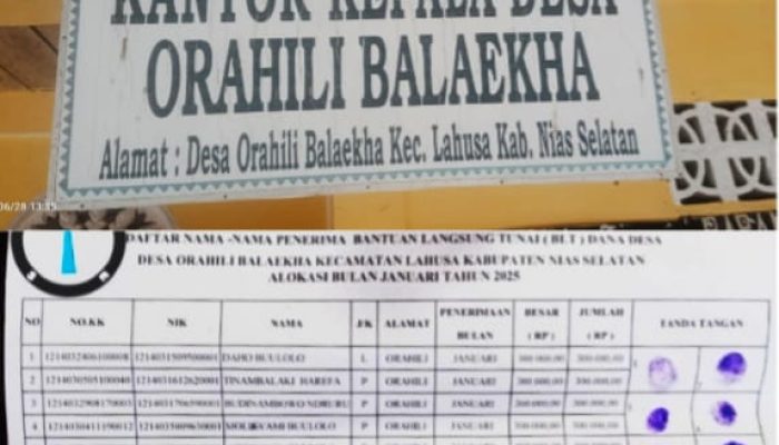 Kades Orahili Balaekha-Nias Selatan Bantah Informasi Hoaks Terkait Isu Pembagian Dana BLT TA. 2025