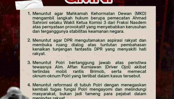 GMNI Unjuk Rasa Melebur Bersama Rakyat di DPR Siang Ini, Bawa 5 Tuntutan