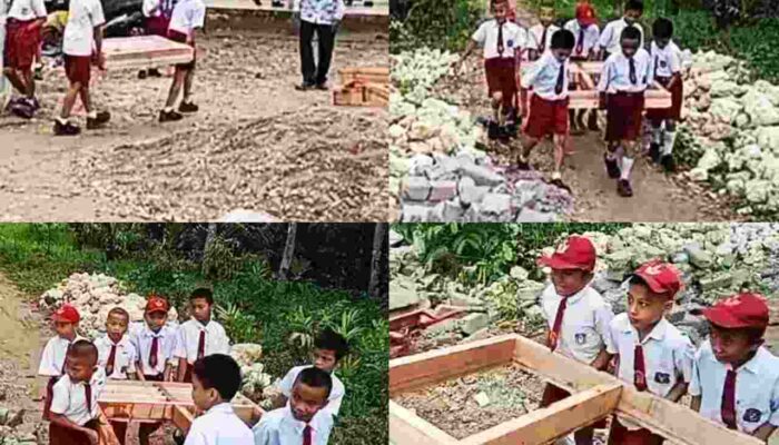 Diduga Biarkan Siswa Kerja pada Program Revitalisasi SDN 078533 Hoya Ambukha Nias Selatan, Kasek: Tidak Tahu Kami, Itu Urusan Mereka!