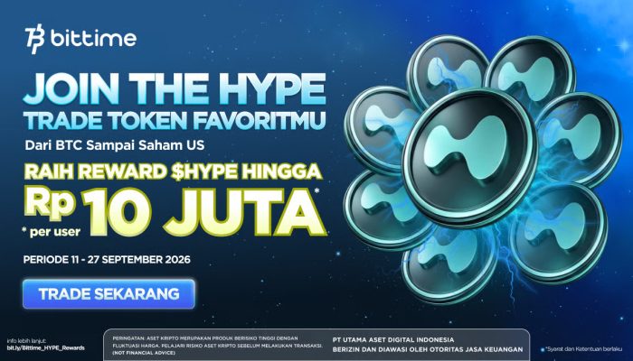 Pasar Crypto Semakin Dinamis, Bittime Hadirkan Program Berhadiah $HYPE hingga Sepuluh Juta Rupiah